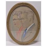 Double portrait Pastel drawing on paper by Belo