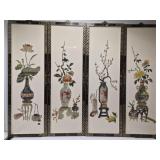 Chinese wall panels with intricate stone inlay art