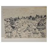 Vintage ink drawing by Kukal