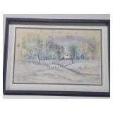 Signed Laura Robinson winter water color painting