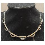 Sterling silver baquette drape necklace