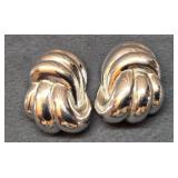 Gay Boyer silver tone knot clip on earrings