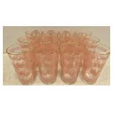 Set of 12 Hazel Atlas Pink Monticello Glasses