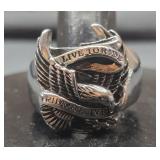 Live to ride stainless steel ring size 13