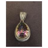 Sterling silver mystic topaz pendant