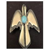 Sterling silver turquoise Thunderbird broach