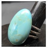 Vintage .925 sterling and turquoise size 6.75 ring