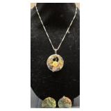 Lee Sands 19" mosaic necklace and earrings