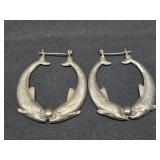 Pair of .925 sterling silver kissing dolphin