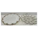 Lot of 2 Vintage glass egg plates