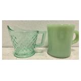 Lot of 2 Depression Glass Green Cups