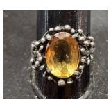 Vintage .925 sterling silver citrine stone