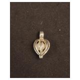 Sterling silver caged pearl pendant
