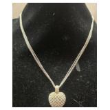 18" sterling silver CZ heart pendant necklace