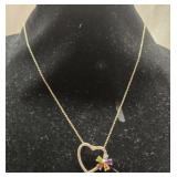 Ross Simmons sterling and diamond flower necklace