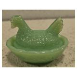 Gorgeous MINIATURE JADEITE hen on nest