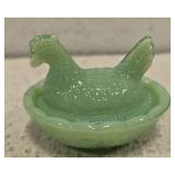Gorgeous MINIATURE JADEITE hen on nest