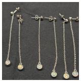 3 sets of sterling silver and fire opal earrings