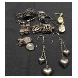 7 pair of sterling silver earrings