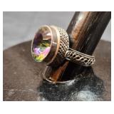 Sterling silver mystic topaz ring