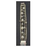 Heavy Sterling Michael Dawkins pearl 6" bracelet