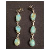 Sterling silver star and turquoise dangle earrings