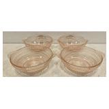 Set of 4 pink depression bowls