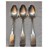 Set of 3 sterling silver large spoons