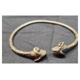Vtg Sterling silver ram head cuff bracelet