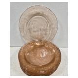 Set of 9 pink depression floral Large plates