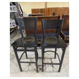 Lot of 2 Black Tall Bar Stools Metal Backs