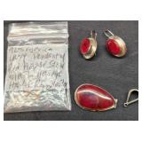 Sterling silver Mexico red agate stone