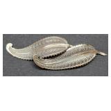 Vintage sterling silver .925 paisley leaf broach