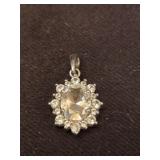 Sterling silver white sapphire pendant