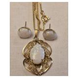12k Gold Filled Opal Pendant & Earring Set
