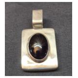 Sterling silver black onxy pendant signed