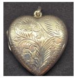 Vintage sterling silver heart locket pendant