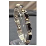Sterling silver black onyx 7" bracelet