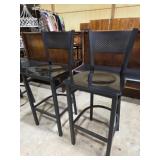 Lot of 2 Black Tall Bar Stools Metal Backs