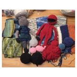 Lot of Misc Crocheted Items & Scarves