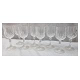 8 Longchamp style crystal cordial glasses