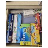Drawer full of ziploc bags and more