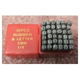 36pc metal numbers stamp and letters 3mm