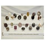 Display of 23 Misc Labeled Polished Gemstones