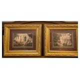 Pair of gold gilded framed pictures
