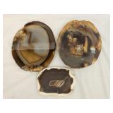 Lot of 3 Large Natural Agate Slices Geode Rocks