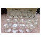 Lot of 23 clear glasses