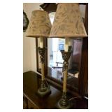 Pair of Modern Tall Lamps w Shades