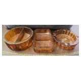 Lot of 3 orange glass pieces