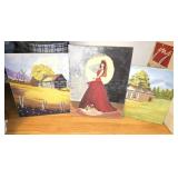 Lot of 3 Paintings on Canvas Local Artist